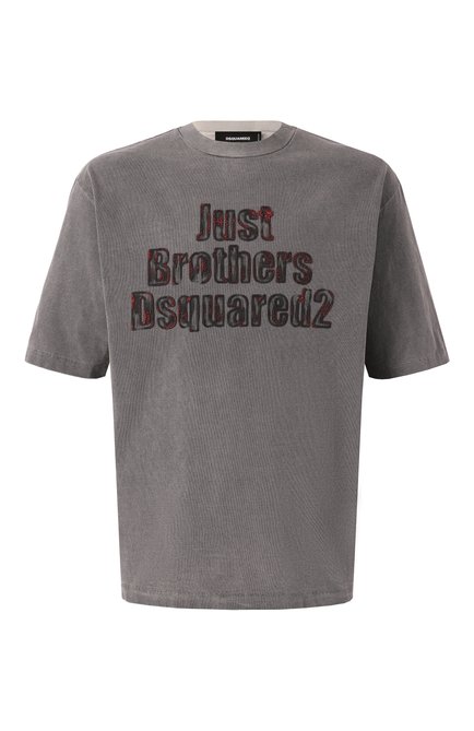 Мужская хлопковая футболка DSQUARED2 серого цвета, арт. S74GD1403/S24583 | Фото 1 (Рукава: 3/4; Драгоценные камни: Проставлено; Материал сплава: Проставлено; Материал внешний: Хлопок; Длина (для топов): Стандартные)