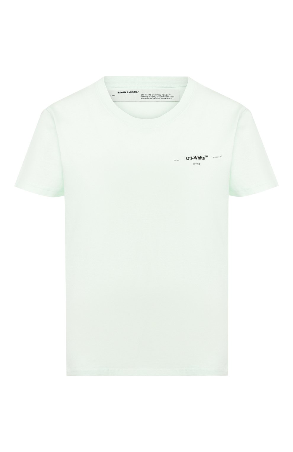 Хлопковая футболка OFF-WHITE зеленого цвета по цене 26900 руб., арт. 0WAA049R20B070393110, фото 1 Хлопковая футболка OFF-WHITE, арт. 0WAA049R20B070393110, фото 1