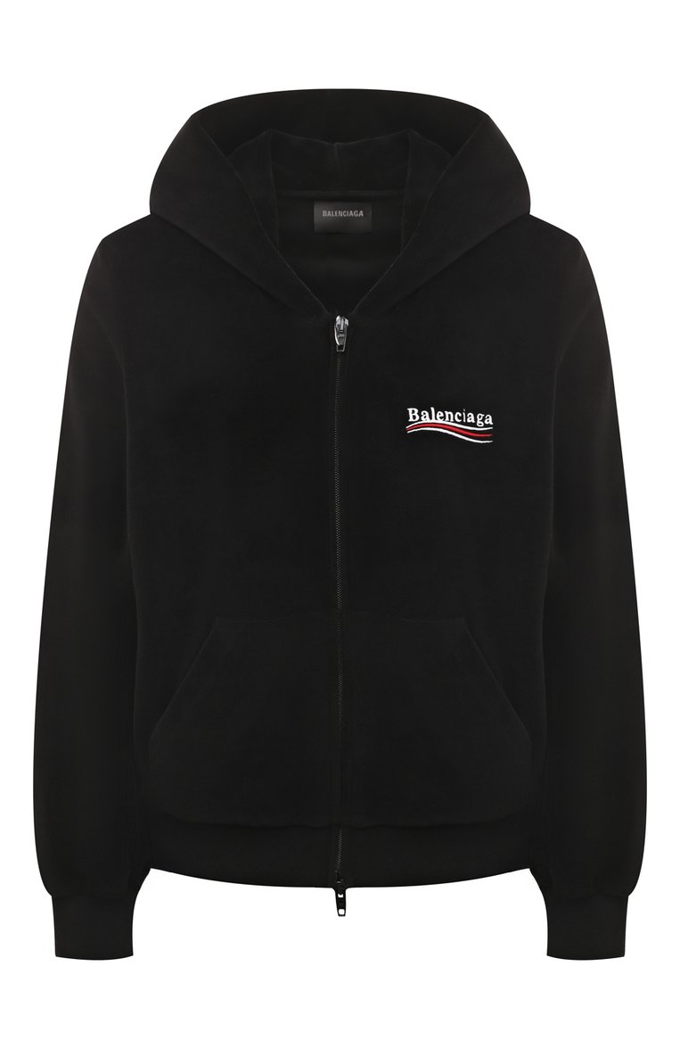 Женский хлопковая толстовка BALENCIAGA черного цвета, арт. 769022/TPVJ8 | Фото 1 (Длина (для топов): Стандартные; Материал внешний: Хлопок; Рукава: Длинные; Стили: Кэжуэл; Женское Кросс-КТ: Кардиган-одежда)
