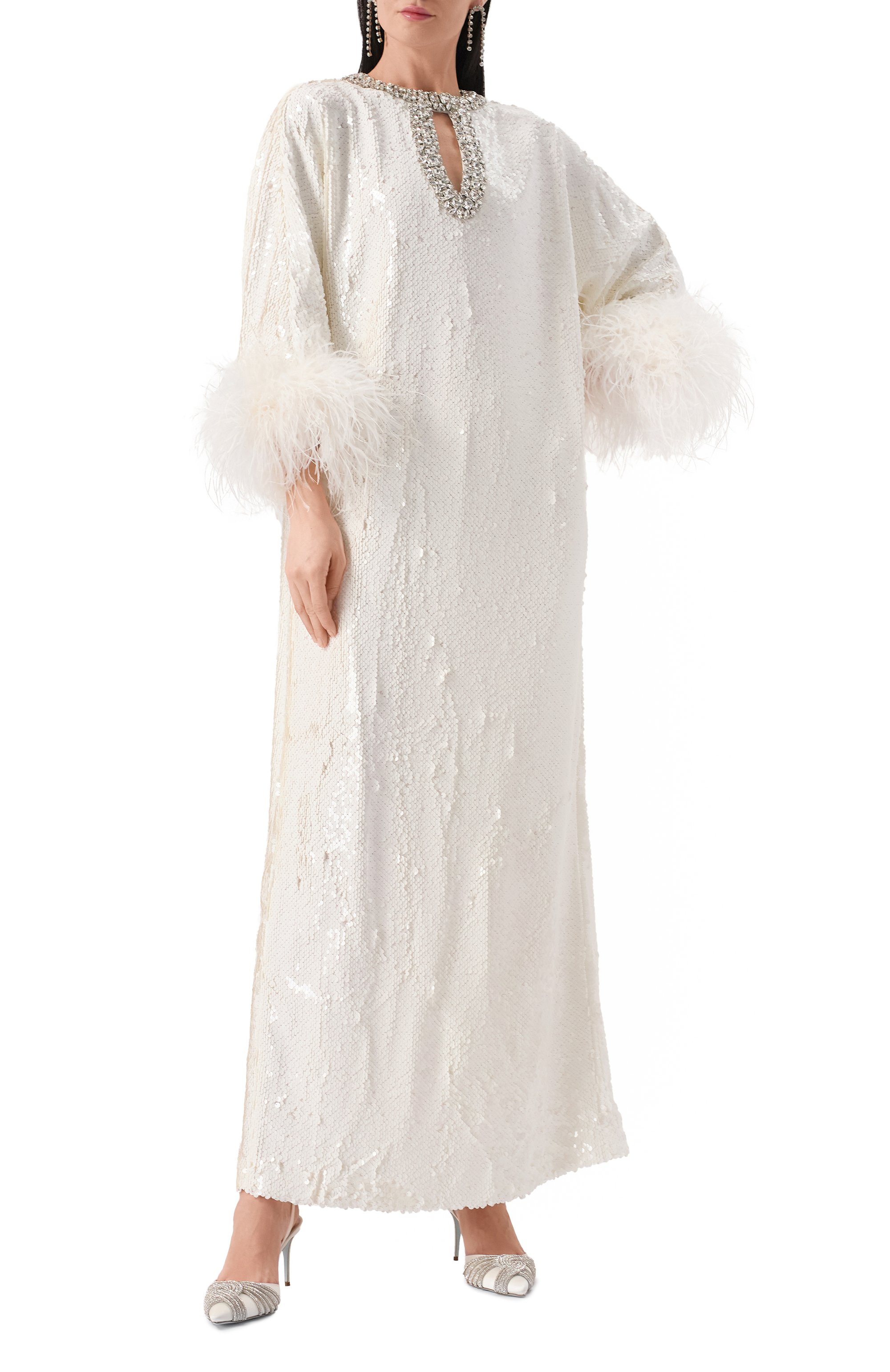 Платье с отделкой пайетками SELF-PORTRAIT, арт. RS25-301X-W, фото 2