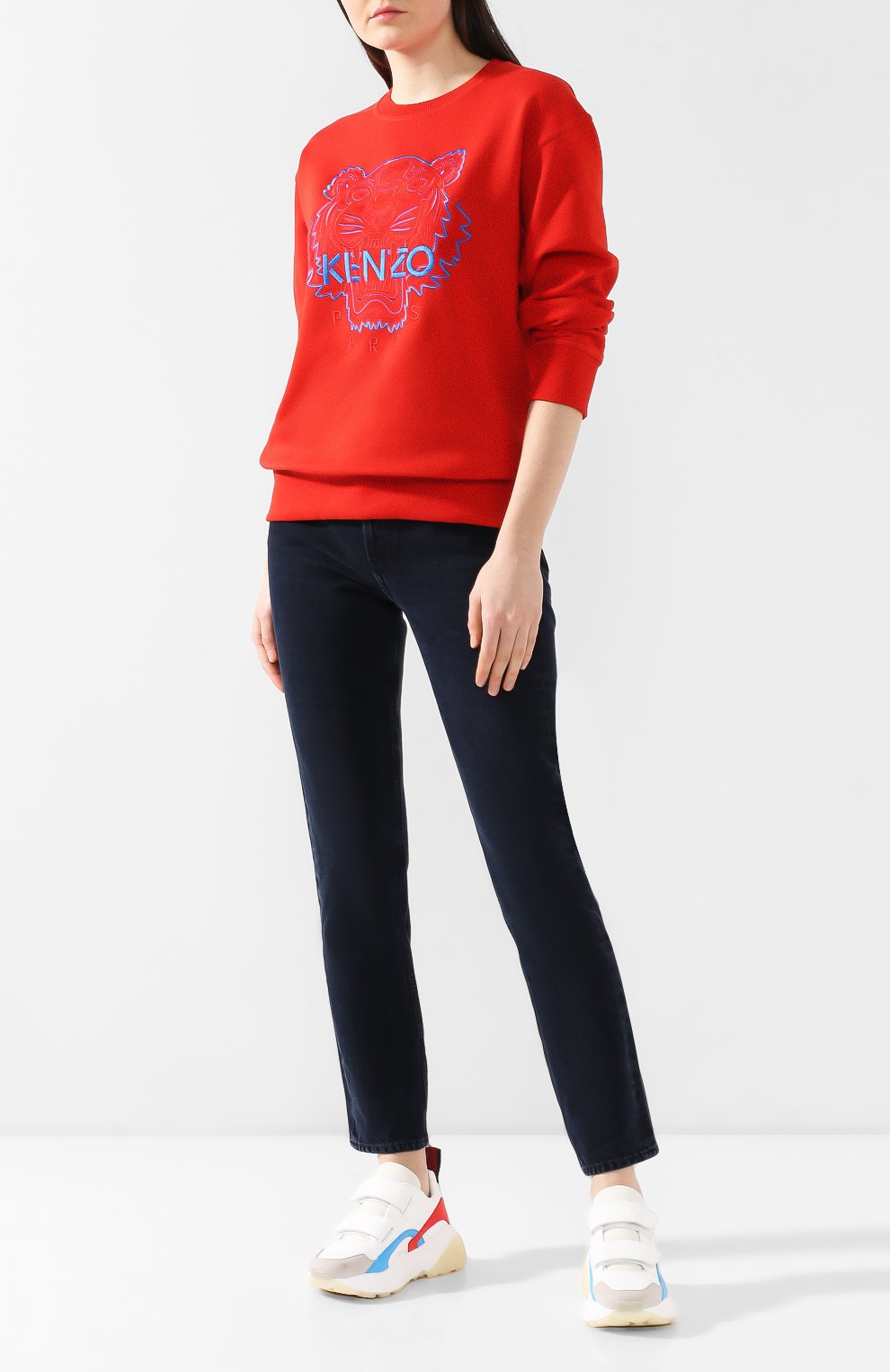 Хлопковый пуловер KENZO красного цвета по цене 24250 руб., арт. 2SW7874XE, фото 2 Хлопковый пуловер KENZO, арт. 2SW7874XE, фото 2