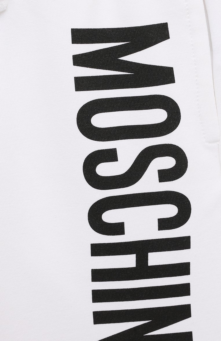 Детские хлопковые шорты MOSCHINO белого цвета, арт. HNQ007/LDA27/4A-8A | Фото 3 (Материал внешний: Хлопок; Случай: Повседневный; Нос: Не проставлено)