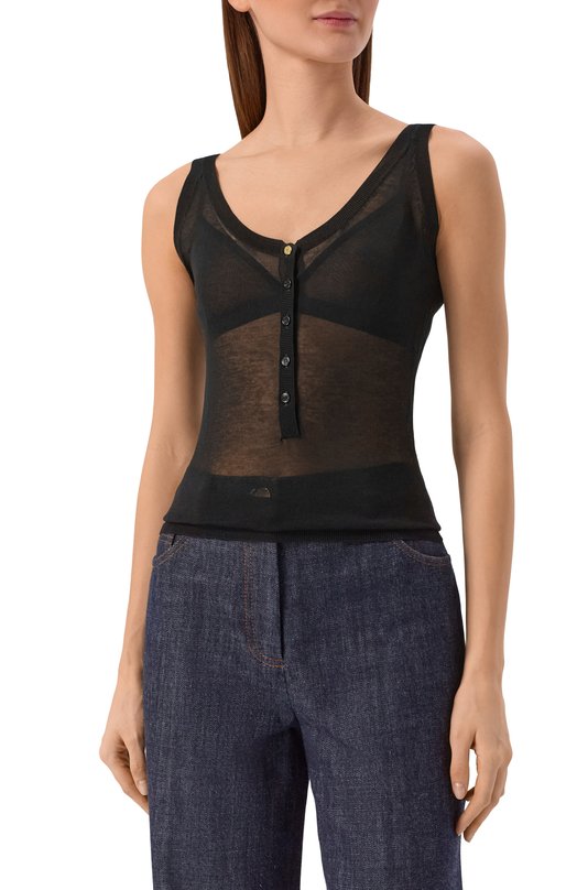 Хлопковый топ Elie Saab T0269/CK017 Чёрный  T0269/CK017 Фото 3