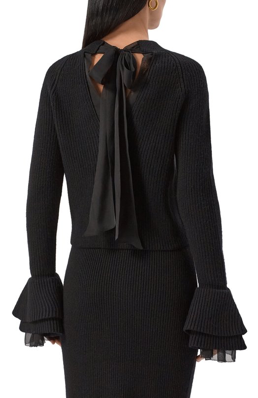 Шерстяной пуловер Nina Ricci 25AMPU012/ML0581 Чёрный  25AMPU012/ML0581 Фото 4