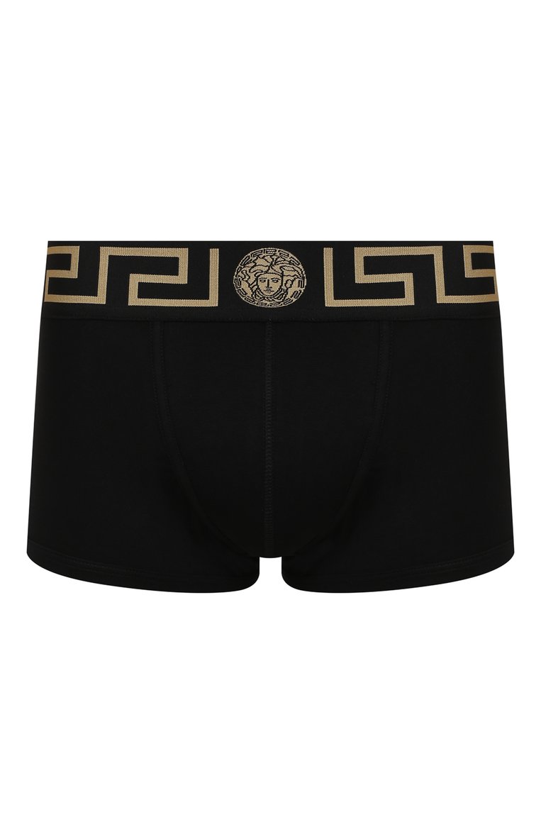 Мужские хлопковые боксеры VERSACE черного цвета, арт. AU10026/A232741 | Фото 1 (Материал внешний: Хлопок; Кросс-КТ: бельё; Мужское Кросс-КТ: Трусы; Нос: Не проставлено; Трусы М: Боксеры)