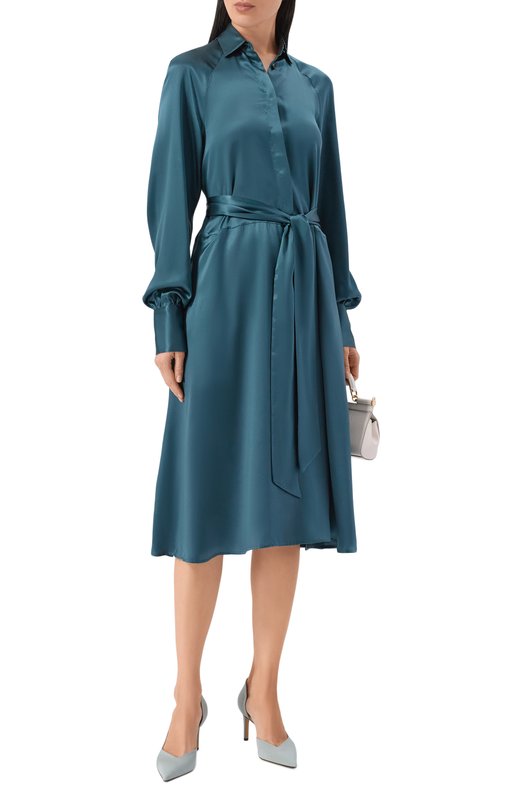 Атласное платье Kiton D61340K0998E69 Зелёный  D61340K0998E69 Фото 2