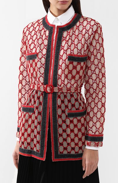 Хлопковый жакет с поясом и контрастной отделкой GUCCI, арт. 512931/ZKD23, фото 3