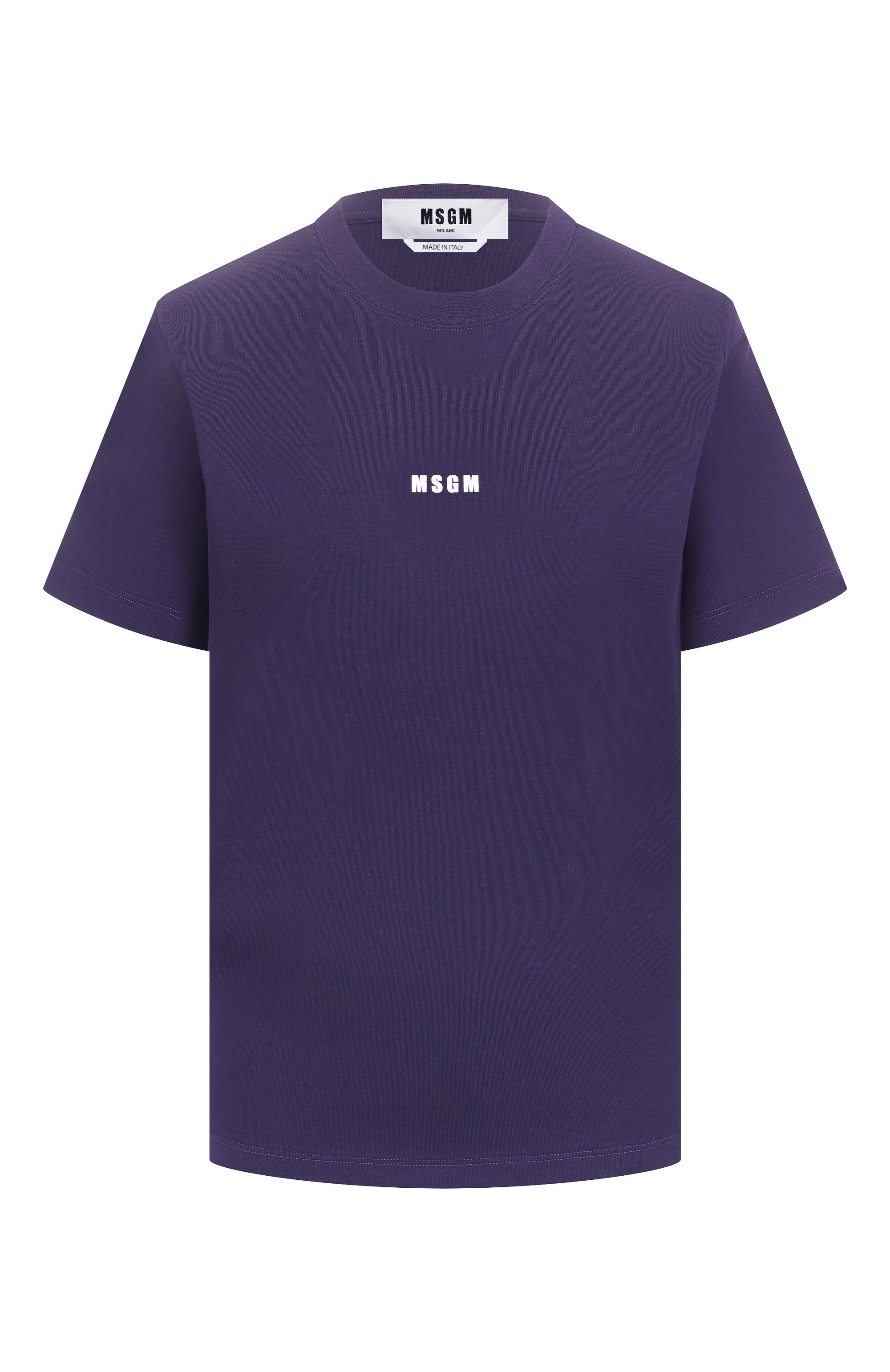 Хлопковая футболка MSGM темно-синего цвета по цене 9950 руб., арт. 3841MDM500/257002, фото 1 Хлопковая футболка MSGM, арт. 3841MDM500/257002, фото 1