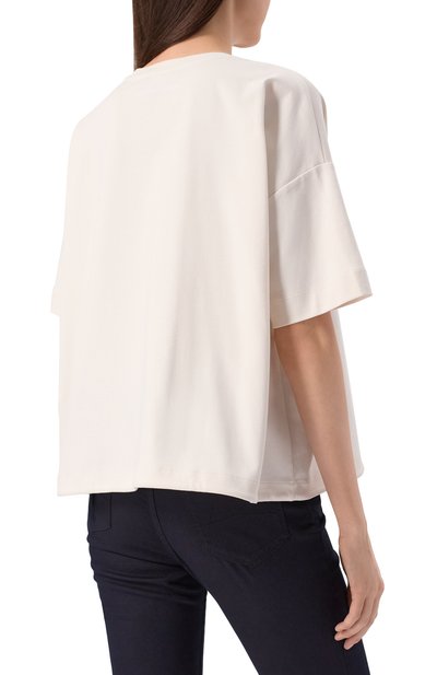 Хлопковая футболка EMPORIO ARMANI белого цвета по цене 27600 руб., арт. EW000891/AF12545, фото 4 Хлопковая футболка EMPORIO ARMANI, арт. EW000891/AF12545, фото 4