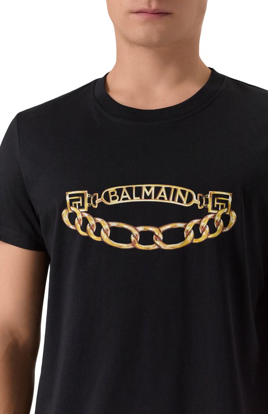 Хлопковая футболка Balmain FH1EF000/GE97 Чёрный  FH1EF000/GE97 Фото 5
