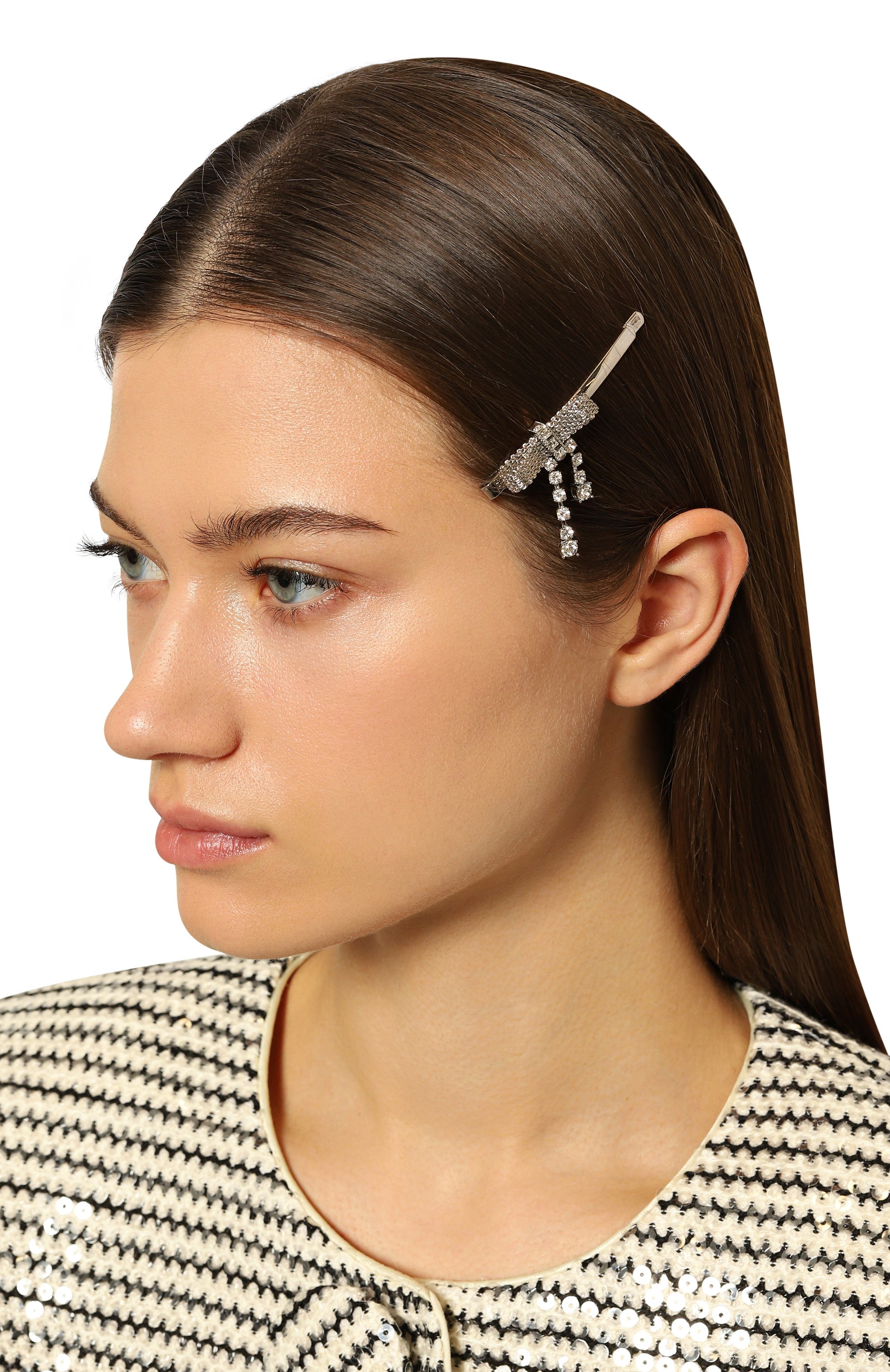 Заколка для волос MIU MIU серебряного цвета по цене 42000 руб., арт. 5JF116-2DRE-F0OKL, фото 2 Заколка для волос MIU MIU, арт. 5JF116-2DRE-F0OKL, фото 2