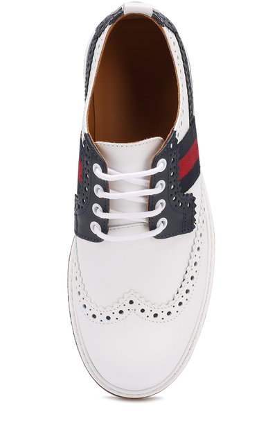 Кожаные дерби с брогированием GUCCI белого цвета по цене 25350 руб., арт. 433130/BMN70, фото 4 Кожаные дерби с брогированием GUCCI, арт. 433130/BMN70, фото 4