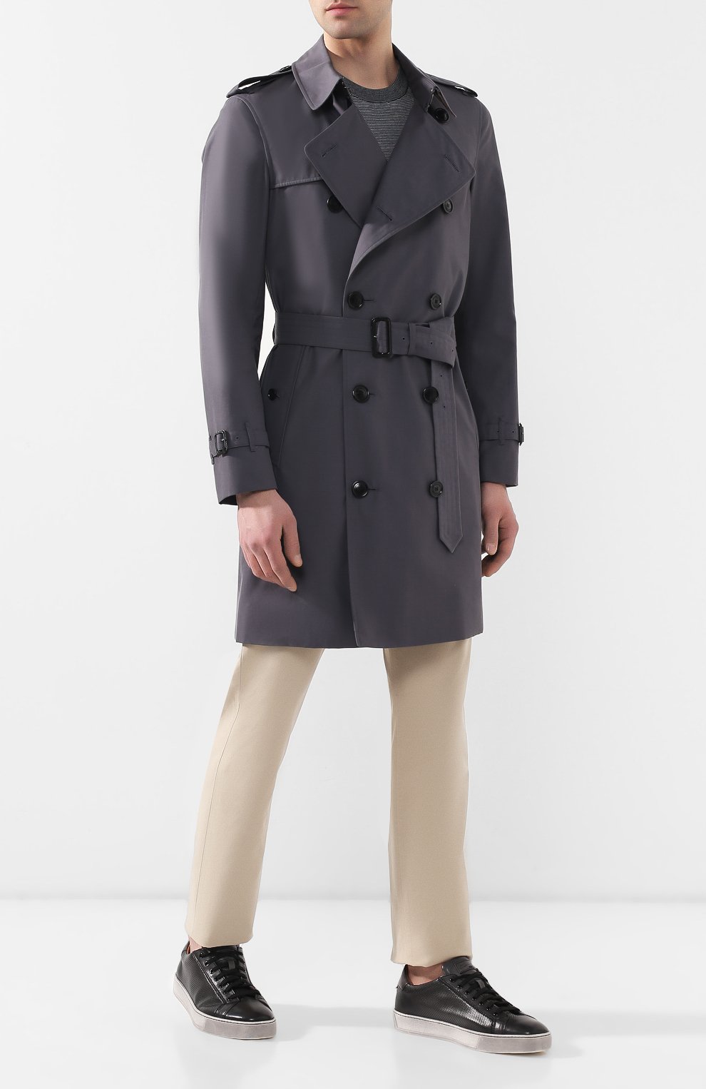 Кожаные кеды SANTONI темно-серого цвета по цене 56450 руб., арт. MBGL21066SP0MFG0G62, фото 2 Кожаные кеды SANTONI, арт. MBGL21066SP0MFG0G62, фото 2