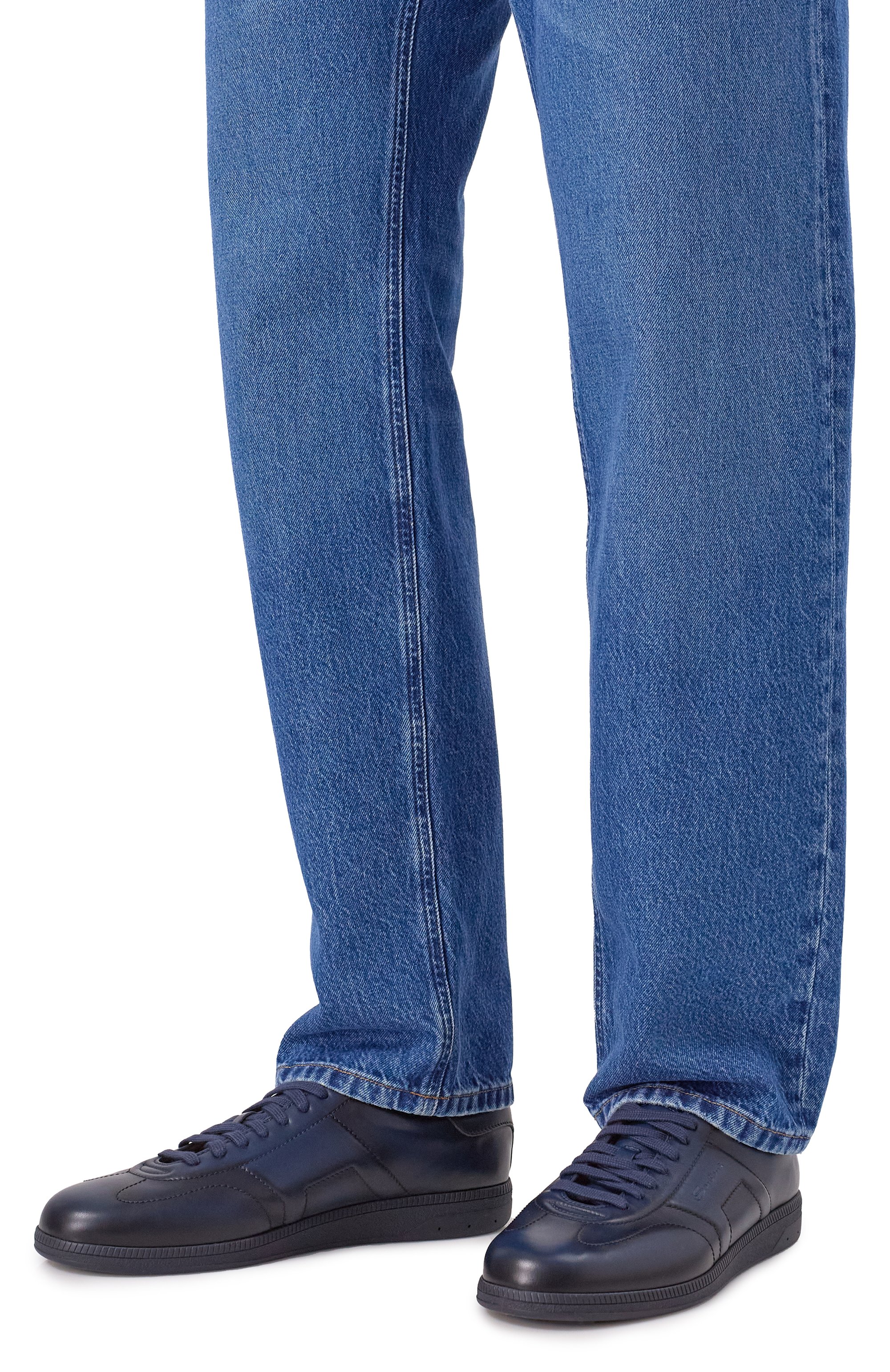 Кожаные кеды dbs-olympic SANTONI темно-синего цвета по цене 83900 руб., арт. MBPG220720CAK0IL, фото 3 Кожаные кеды dbs-olympic SANTONI, арт. MBPG220720CAK0IL, фото 3