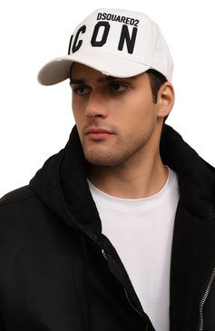 Мужская хлопковая бейсболка icon DSQUARED2 белого цвета, арт. BCM0412 05C00001 | Фото 2 (Материал: Хлопок, Текстиль; Материал сплава: Проставлено; Нос: Не проставлено)