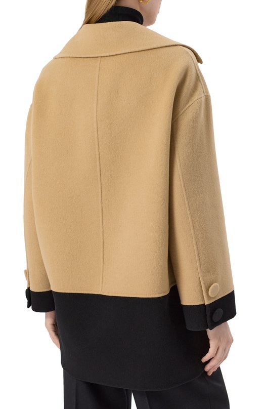 Шерстяное полупальто Max Mara Studio ALPACA Бежевый  ALPACA Фото 4