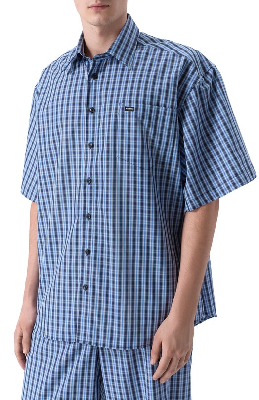 Хлопковая рубашка VETEMENTS ME76SH043N/26132 P0PLIN Синий  ME76SH043N/26132 P0PLIN Фото 3