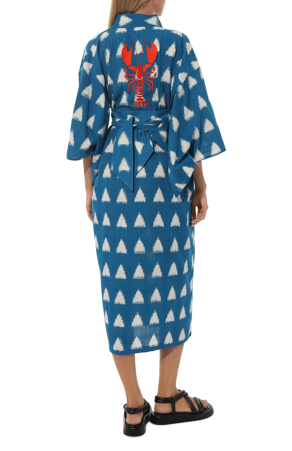 Хлопковое кимоно KLEED LOUNGEWEAR, арт. TURQU0ISE SAVANNAH KIM0N0, фото 4