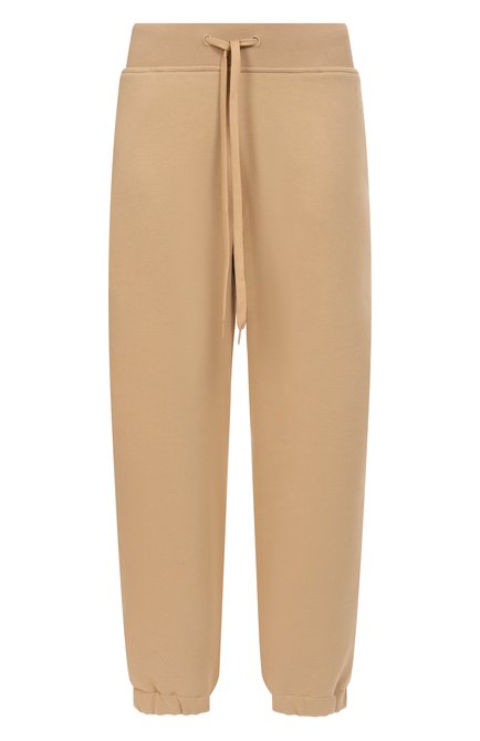 Женские хлопковые джоггеры WEEKEND MAX MARA бежевого цвета, арт. 0LIMPIA | Фото 1 (Драгоценные камни: Проставлено; Материал сплава: Проставлено; Длина (брюки, джинсы): Стандартные; Материал внешний: Хлопок)