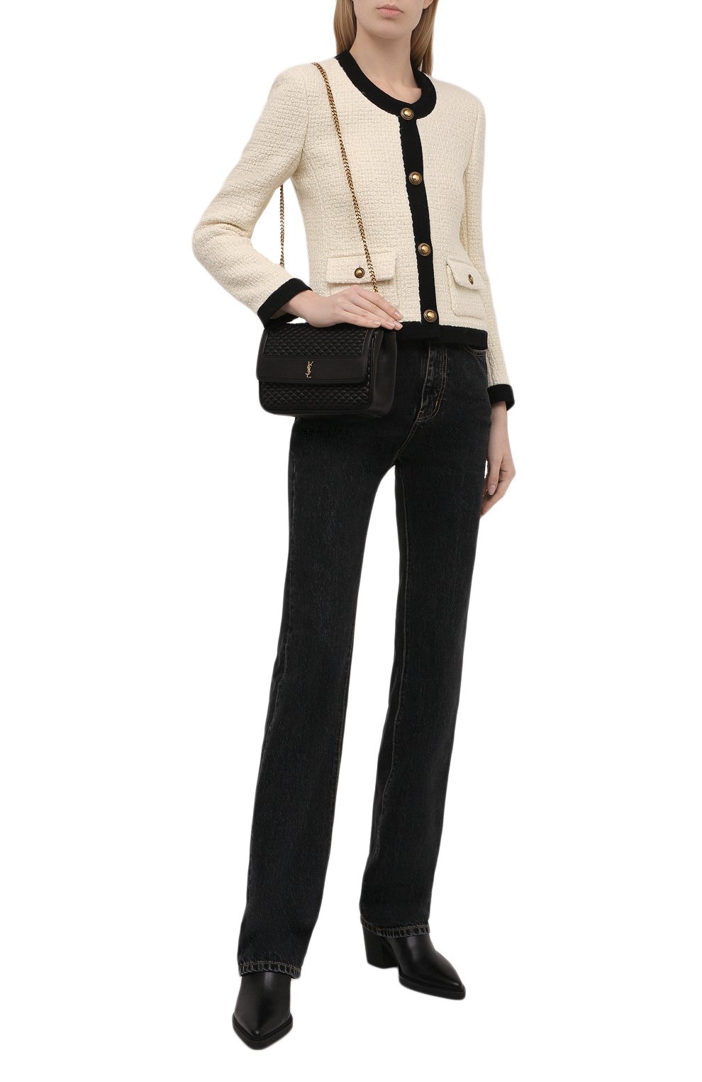 Шерстяной жакет SAINT LAURENT кремового цвета по цене 326500 руб., арт. 668542/Y118T, фото 2 Шерстяной жакет SAINT LAURENT, арт. 668542/Y118T, фото 2