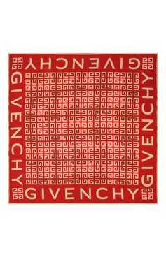 Женский шелковый платок GIVENCHY красного цвета, арт. GW9090/SR508 | Фото 4 (Принт: С принтом; Материал: Текстиль, Шелк; Материал сплава: Проставлено; Нос: Не проставлено)