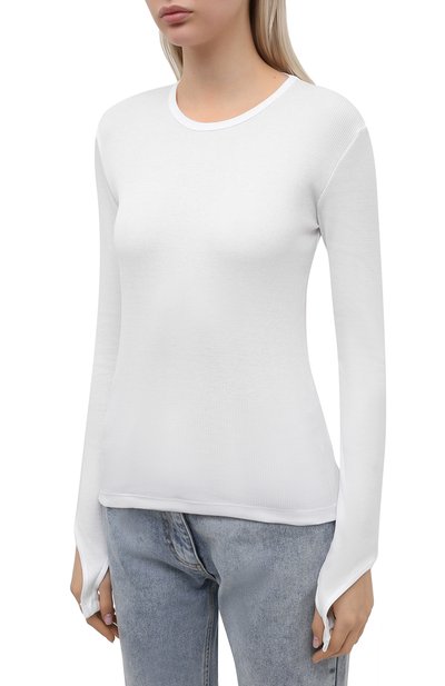 Хлопковый пуловер HELMUT LANG белого цвета по цене 24000 руб., арт. L02HW507, фото 3 Хлопковый пуловер HELMUT LANG, арт. L02HW507, фото 3