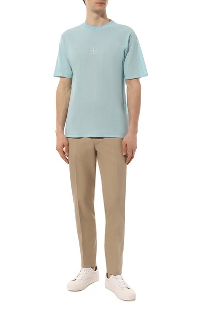 Хлопковая футболка STONE ISLAND голубого цвета по цене 25350 руб., арт. 206E5, фото 2 Хлопковая футболка STONE ISLAND, арт. 206E5, фото 2