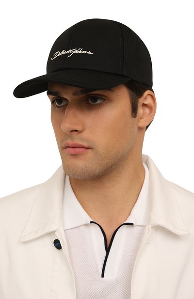 Хлопковая бейсболка DOLCE & GABBANA черного цвета по цене 31350 руб., арт. GH590A/GI354, фото 2 Хлопковая бейсболка DOLCE & GABBANA, арт. GH590A/GI354, фото 2