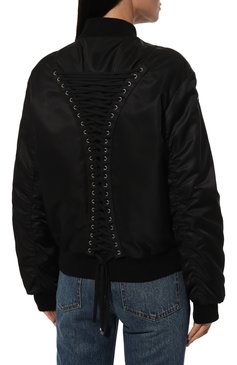 Женский бомбер DOLCE & GABBANA черного цвета, арт. F9P23T/FUMNQ | Фото 4 (Драгоценные камни: Проставлено; Дли�на (верхняя одежда): Короткие; Материал внешний: Синтетический материал; Материал сплава: Проставлено; Материал подклада: Синтетический материал; Рукава: Длинные; Кросс-КТ: Куртка, Легкие; Стили: Спорт-шик)