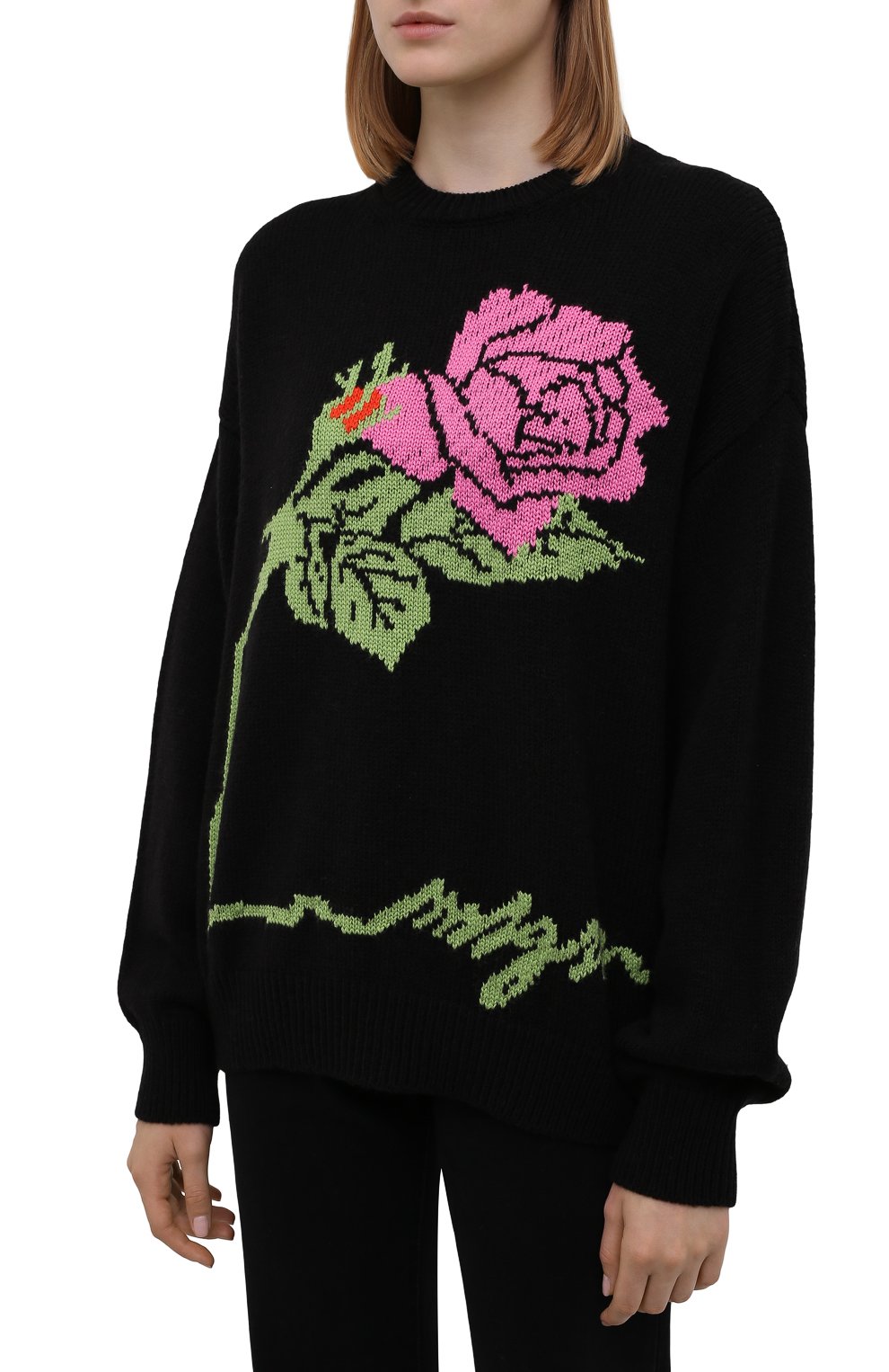 Шерстяной свитер MSGM черного цвета по цене 33450 руб., арт. 3141MDM148 217748, фото 3 Шерстяной свитер MSGM, арт. 3141MDM148 217748, фото 3