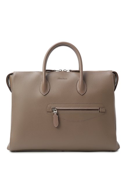 Мужская портфель SANTONI бежевого цвета, арт. UFBGA2715EN-AVGP | Фото 1 (Размер: large; Драгоценные камни: Проставлено; Материал сплава: Проставлено; Ремень/цепочка: На ремешке; Материал: Натуральная кожа)