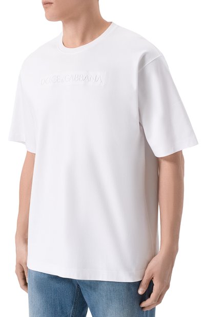 Хлопковая футболка DOLCE & GABBANA белого цвета по цене 65300 руб., арт. G8PN9Z/HU7H8, фото 3 Хлопковая футболка DOLCE & GABBANA, арт. G8PN9Z/HU7H8, фото 3