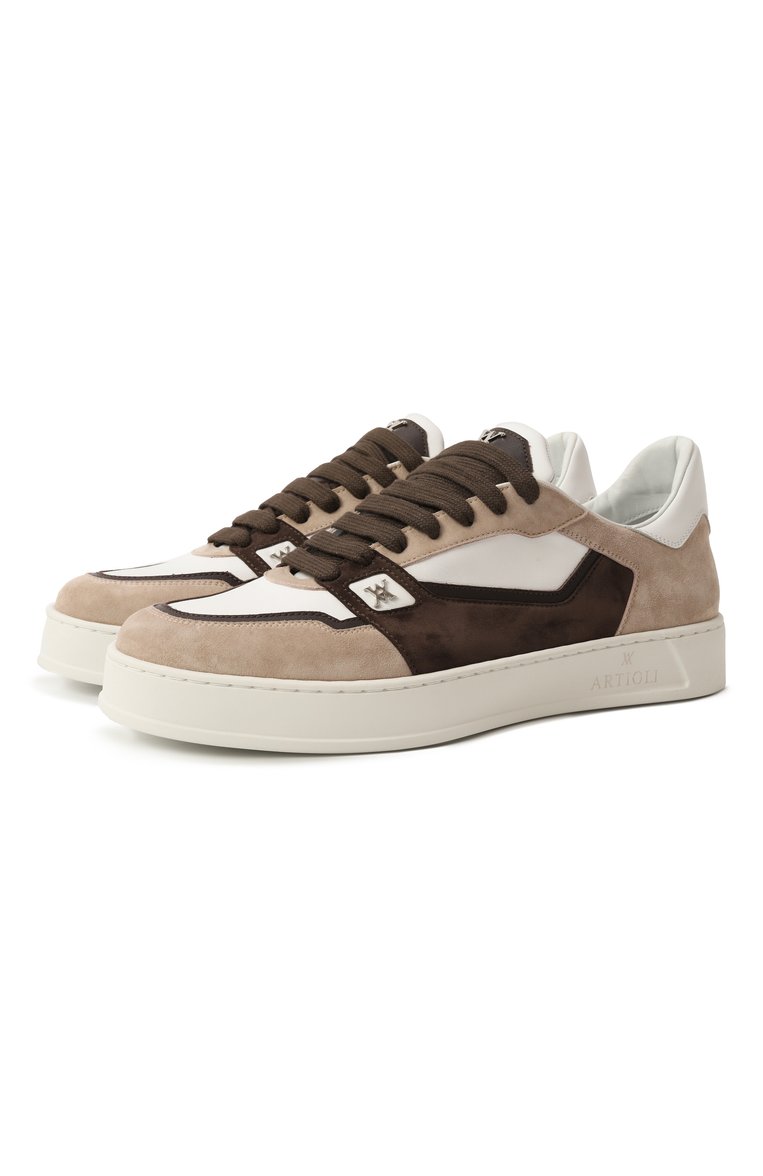Мужские замшевые кеды drazen ARTIOLI бежевого цвета, арт. 0S590/SUEDE/CALF/CALF ELITE | Фото 1 (Материал внешний: Натуральная кожа, Замша; Подошва: Массивная; Материал сплава: Проставлено; Драгоценные камни: Проставлено; Материал внутренний: Натуральная кожа; Стили: Классический; Кросс-КТ: Низкие; Материал утеплителя: Без утеплителя)