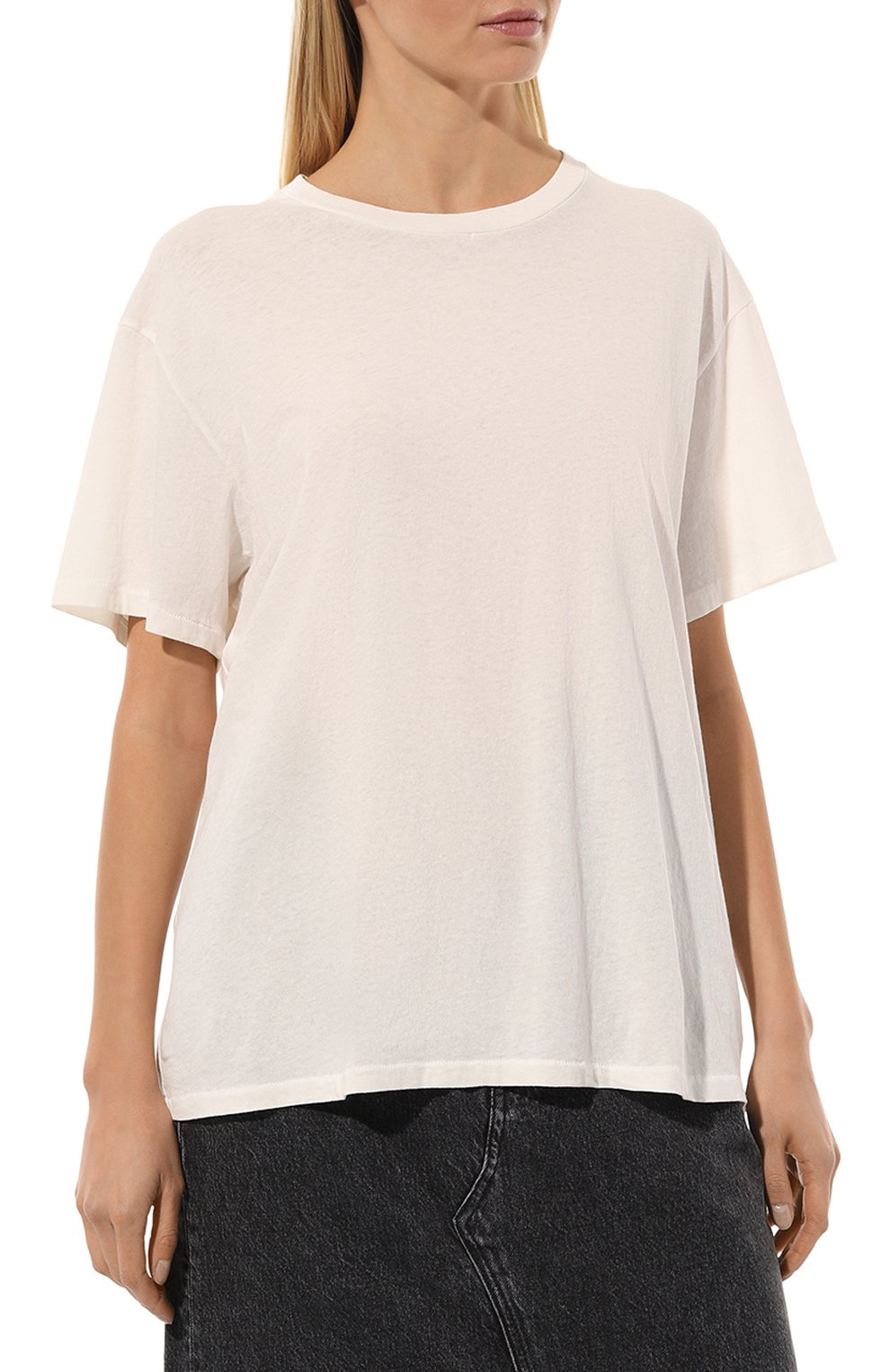 Хлопковая футболка SLVRLAKE кремового цвета по цене 19950 руб., арт. T0VT100PNATW/NATWHT, фото 3 Хлопковая футболка SLVRLAKE, арт. T0VT100PNATW/NATWHT, фото 3