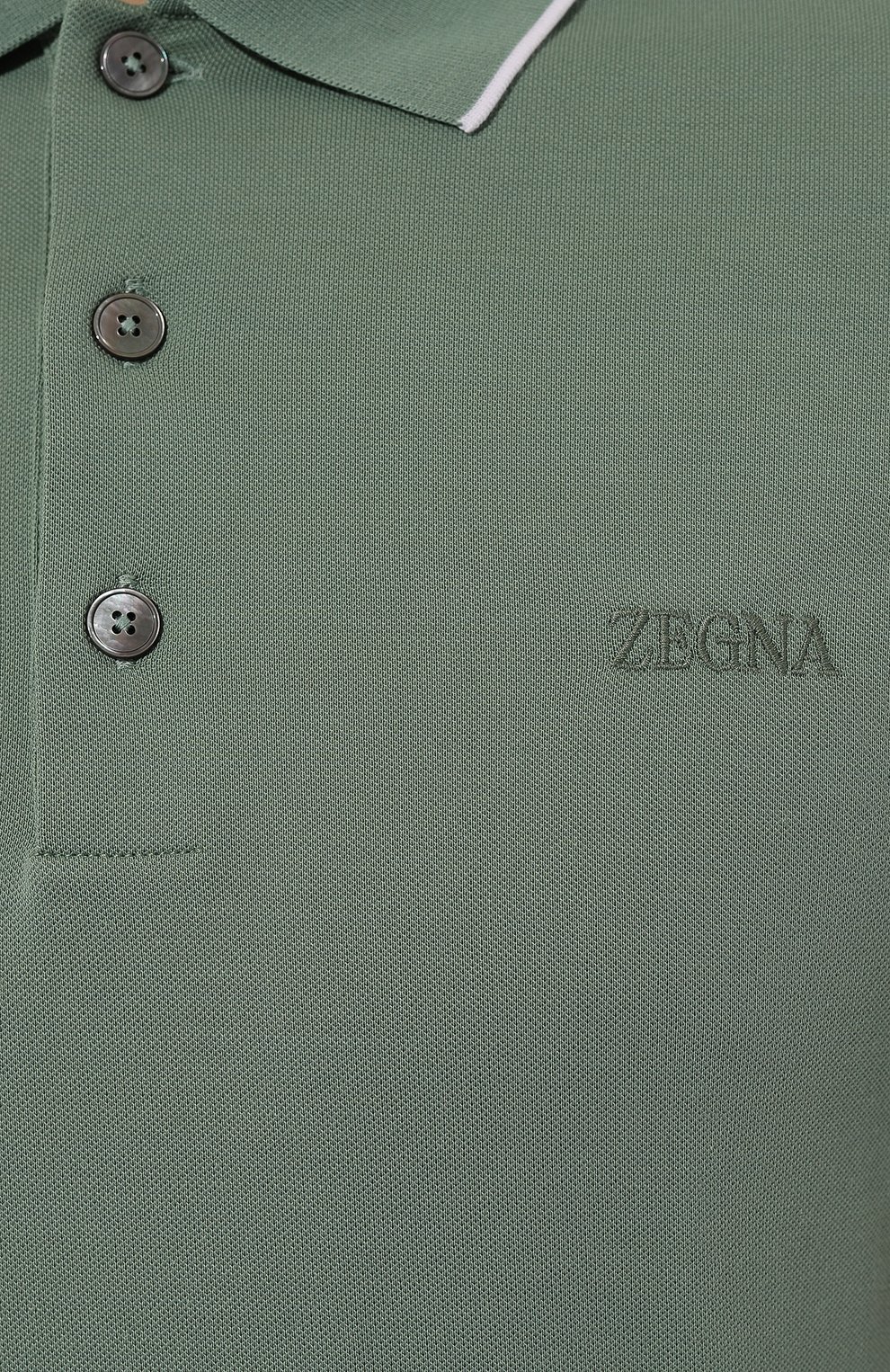 Хлопковое поло ZEGNA светло-зеленого цвета по цене 49950 руб., арт. UD358A7/D746, фото 5 Хлопковое поло ZEGNA, арт. UD358A7/D746, фото 5