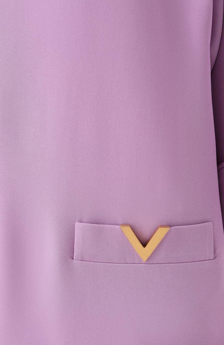Женское шелковое платье VALENTINO сиреневого цвета, арт. 6B3VAEW11MM | Фото 6 (Материал внешний: Шелк; Длина Ж (юбки, платья, шорты): Мини; Рукава: 3/4; Стили: Кэжуэл; Случай: Повседневный; Женское Кросс-КТ: Платье-одежда)