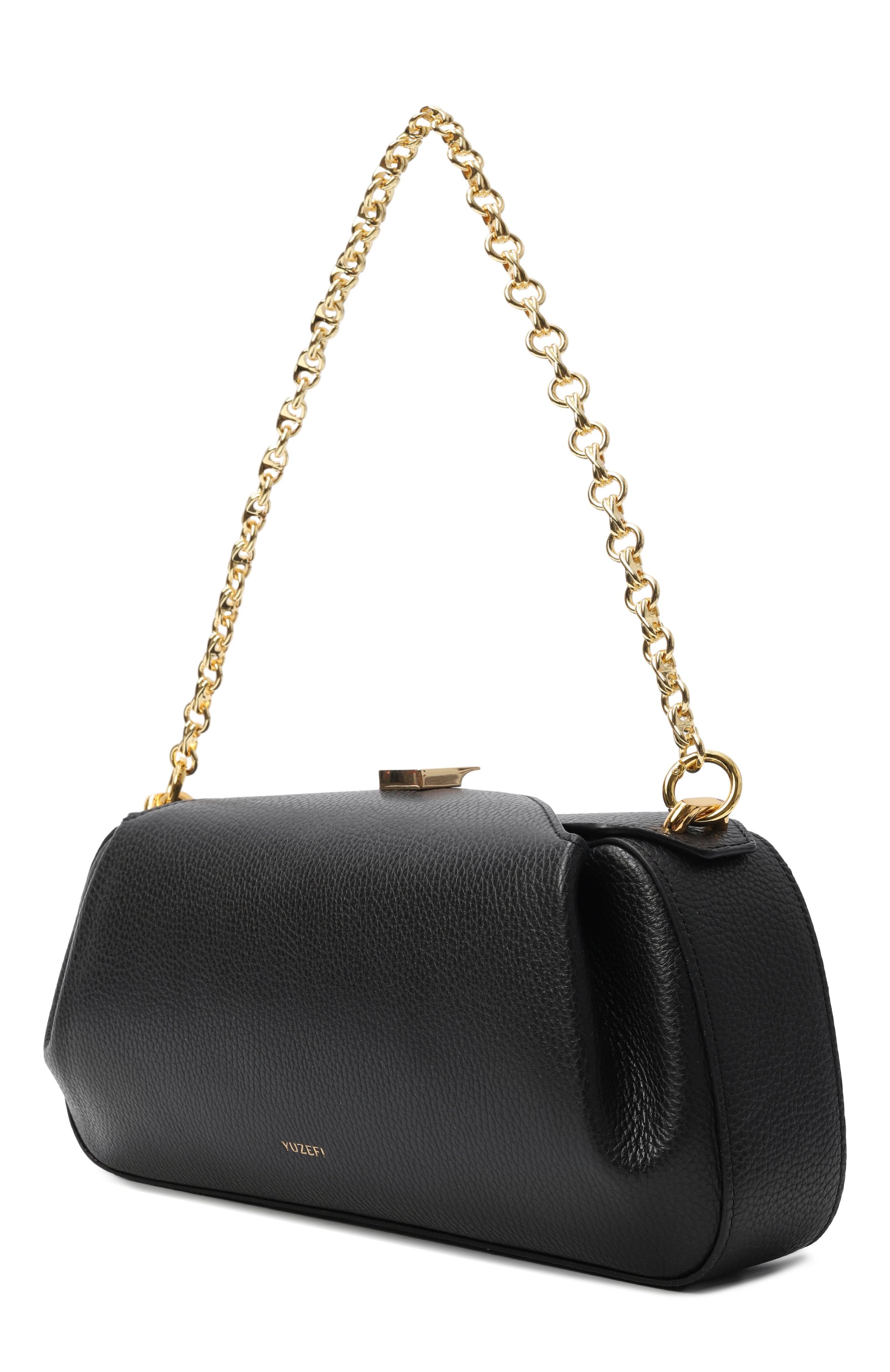 Сумка oyster clutch YUZEFI черного цвета по цене 83800 руб., арт. 0YSTER CLUTCH/PEBBLE GRAIN LEATHER, фото 4 Сумка oyster clutch YUZEFI, арт. 0YSTER CLUTCH/PEBBLE GRAIN LEATHER, фото 4