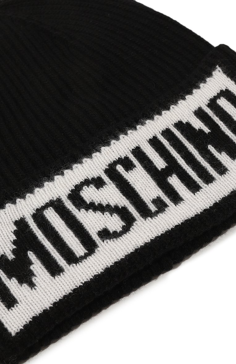 Мужская шапка из шерсти и вискозы MOSCHINO черного цвета, арт. 60077/M5540 | Фото 3 (Материал: Шерсть, Текстиль, Вискоза; Нос: Не проставлено; Кросс-КТ: Трикотаж)