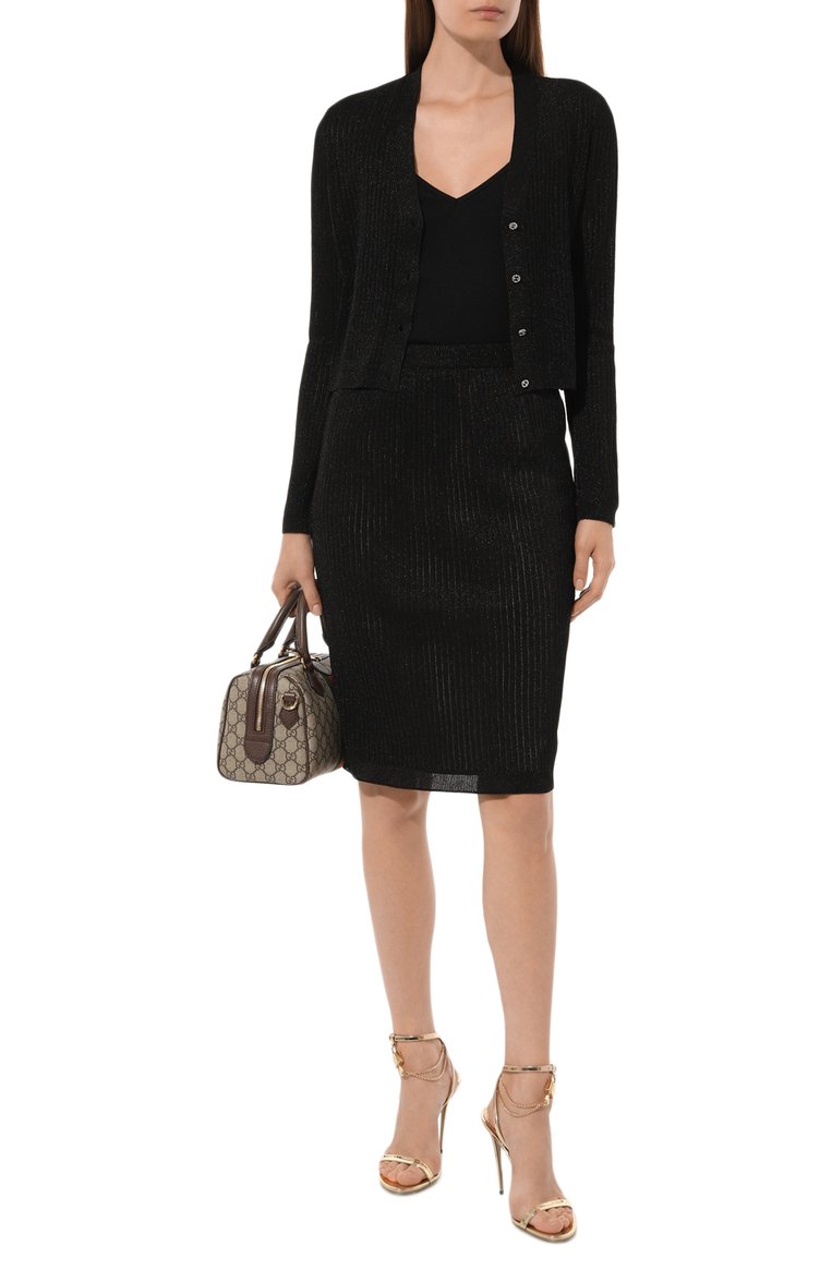 Женский кардиган из вискозы GUCCI черного цвета, арт. 775744/XKDP8 | Фото 2 (Рукава: Длинные; Стили: Кэжуэл; Материал внешний: Вискоза; Длина (для топов): Стандартные; Женское Кросс-КТ: кардиган-трикотаж; Автоматизация ТО: Проставлено; Автоматизация состава: Проставлено)