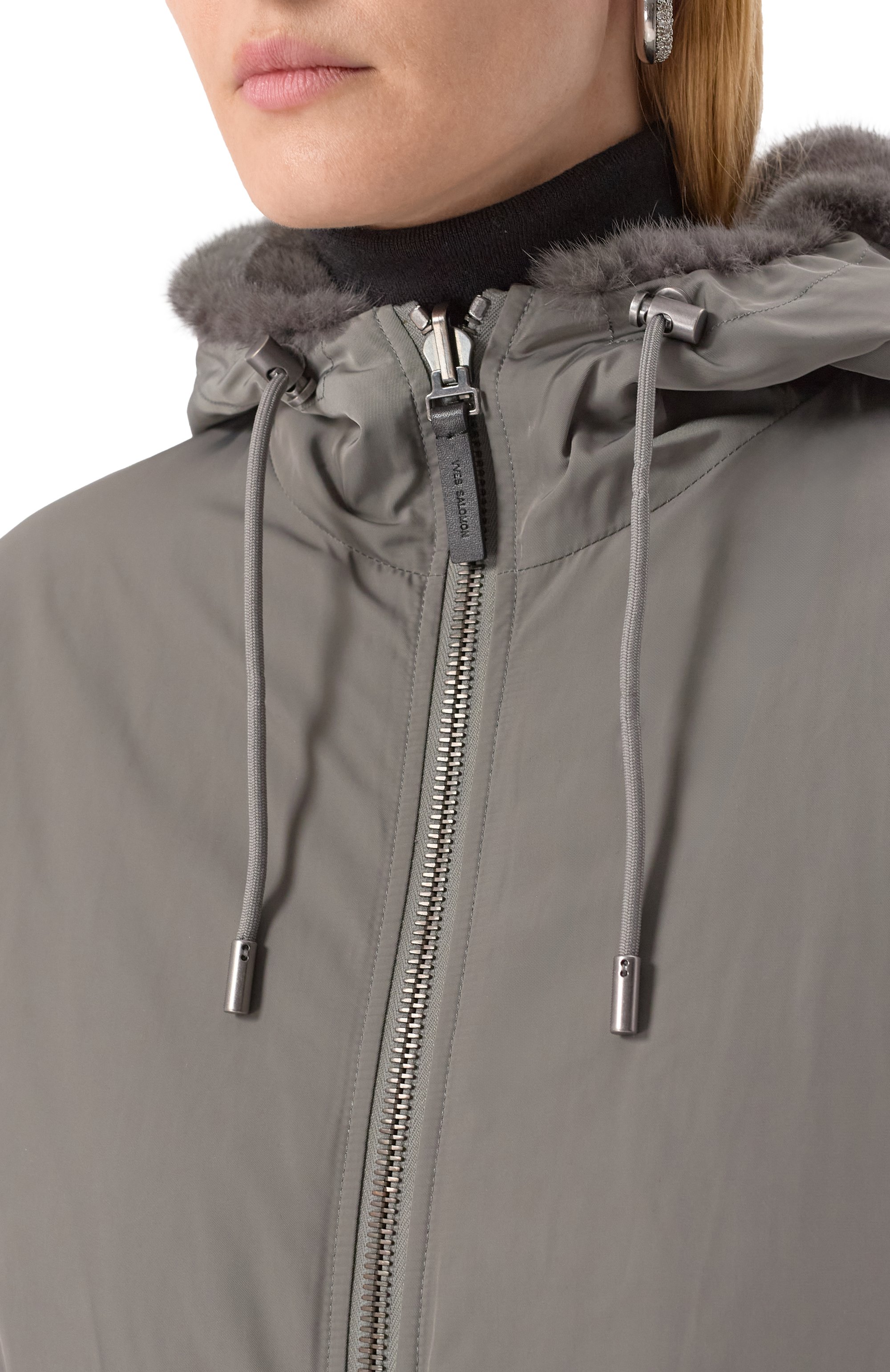 Двусторонняя парка с подкладкой из норки YVES SALOMON серого цвета по цене 1630000 руб., арт. 24WFM06693A22X, фото 6 Двусторонняя парка с подкладкой из норки YVES SALOMON, арт. 24WFM06693A22X, фото 6