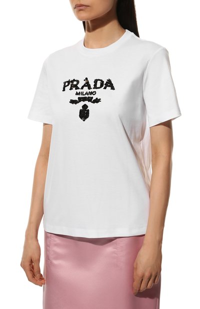 Хлопковая футболка PRADA, арт. 35838R-103H-F0009-162, фото 3