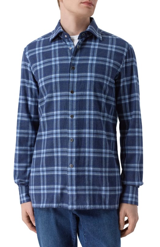 Хлопковая рубашка Kiton UMCNERHH0906601 Синий  UMCNERHH0906601 Фото 3