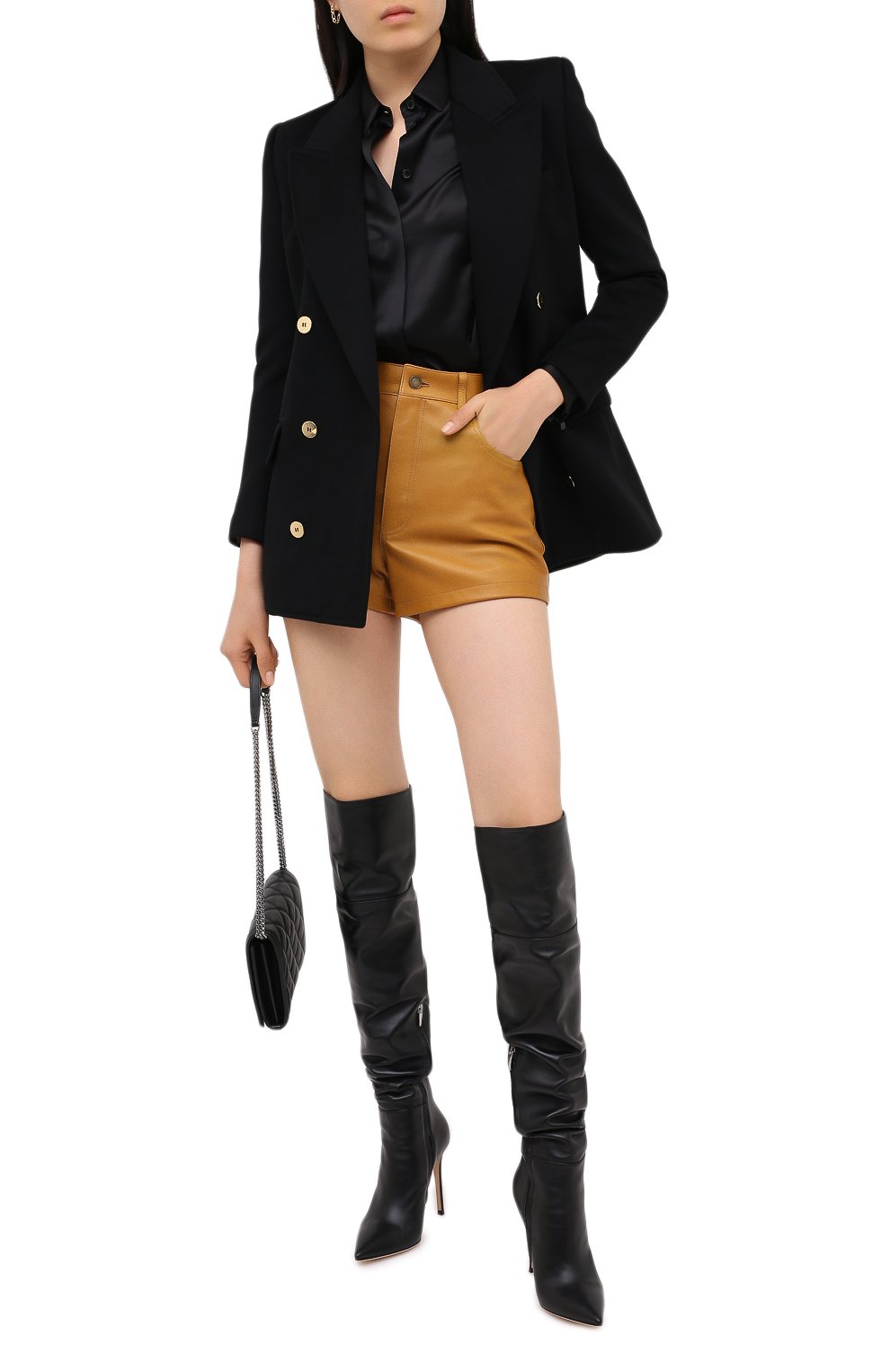 Кожаные шорты SAINT LAURENT, арт. 561313/Y50A2, фото 2