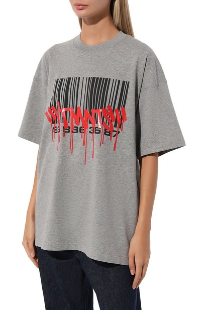 Хлопковая футболка VTMNTS серого цвета по цене 38700 руб., арт. VL18TR400G, фото 3 Хлопковая футболка VTMNTS, арт. VL18TR400G, фото 3