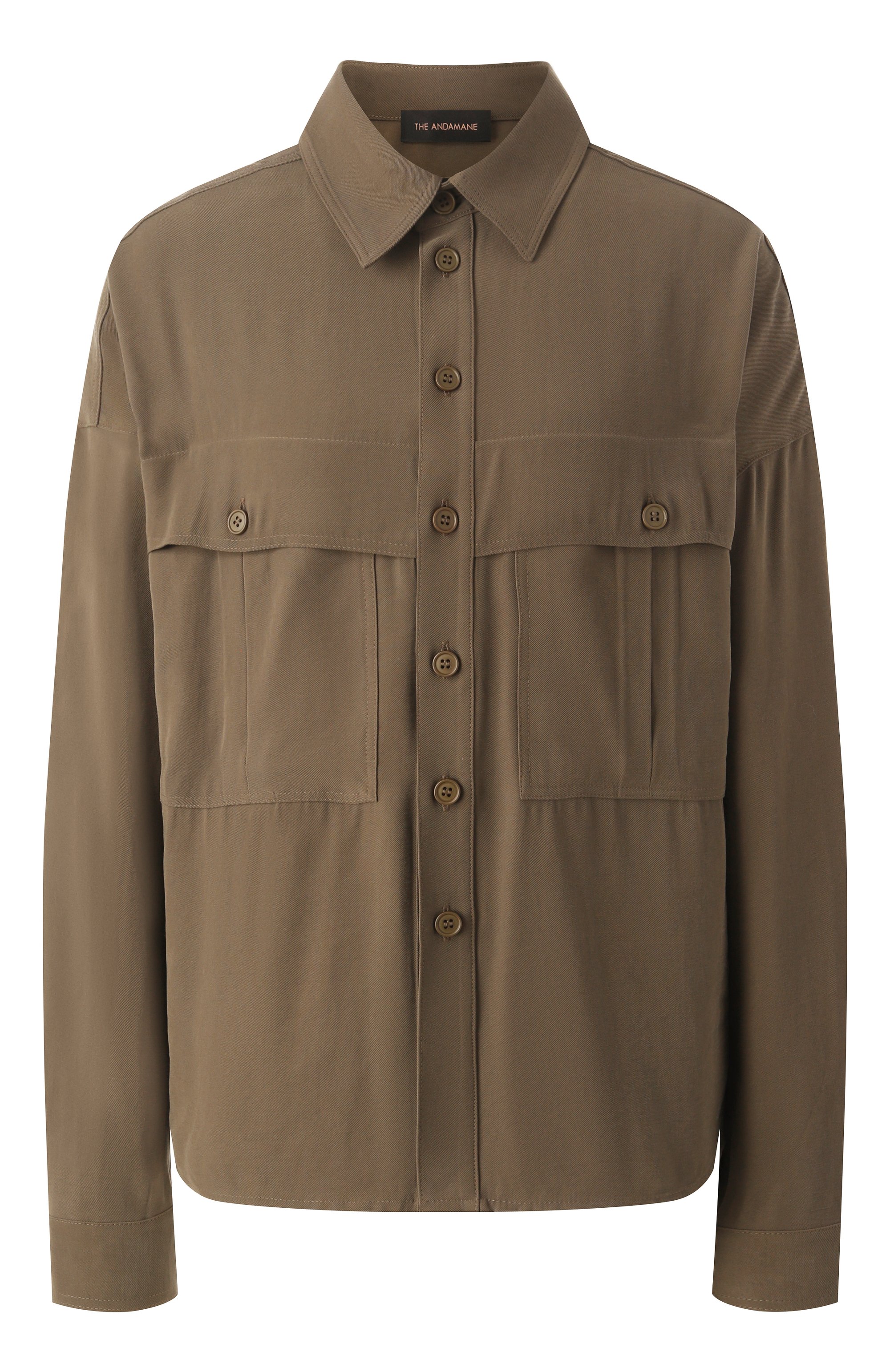 Рубашка из вискозы THE ANDAMANE хаки цвета по цене 39950 руб., арт. T170919A/TNV121, фото 1 Рубашка из вискозы THE ANDAMANE, арт. T170919A/TNV121, фото 1