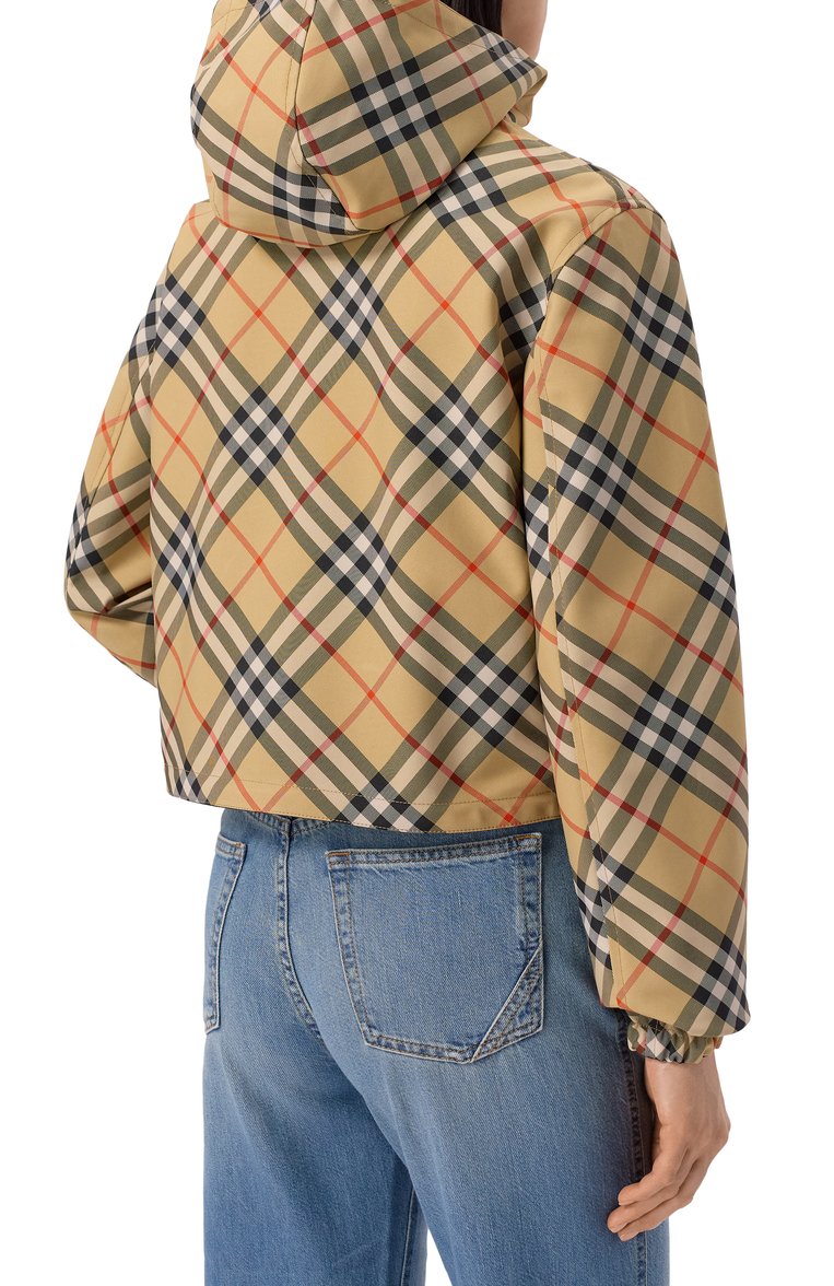 Женская двусторонняя куртка BURBERRY бежевого цвета, арт. 8087229 | Фото 4 (Рукава: Длинные; Материал подклада: Синтетический материал; Длина (верхняя одежда): Короткие; Материал внешний: Синтетический материал; Кросс-КТ: Куртка, Легкие; Стили: Кэжуэл)