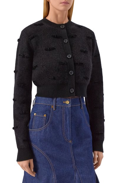 Шерстяной кардиган NINA RICCI черного цвета по цене 141500 руб., арт. 25AMCR007/ML0585, фото 3 Шерстяной кардиган NINA RICCI, арт. 25AMCR007/ML0585, фото 3