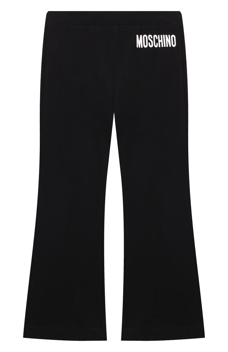 Детские хлопковые брюки MOSCHINO черного цвета, арт. HDP068/LBA11/4-8 | Фото 1 (Нос: Не проставлено; Материал внешний: Хлопок; Случай: Повседневный; Рост�овка одежда: 5 лет | 110 см, 6 лет | 116 см, 8 лет | 128 см, 4 года | 104 см)