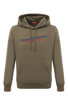 Мужской хлопковое худи DIESEL хаки цвета, арт. A03744/0HERE | Фото 1 (Р�укава: Длинные; Длина (для топов): Стандартные; Принт: С принтом; Мужское Кросс-КТ: Худи-одежда; Материал сплава: Проставлено; Стили: Милитари; Материал внешний: Хлопок; Драгоценные камни: Проставлено)