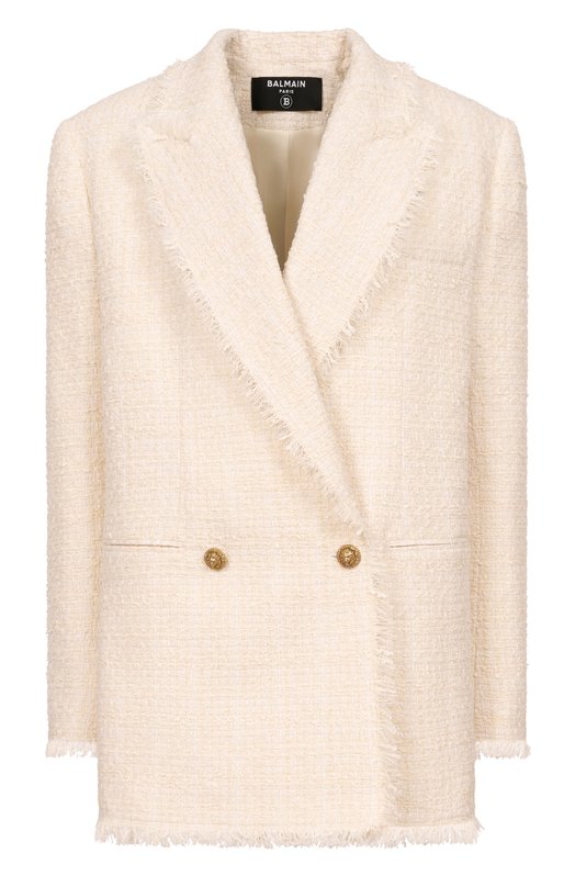 Твидовый жакет Balmain GF0SI661/XL96 Кремовый GF0SI661/XL96